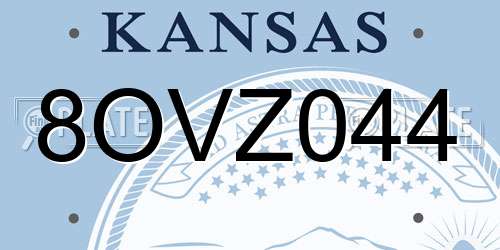 8OVZ044 Kansas License Plate