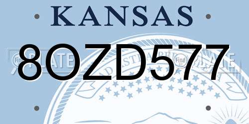 8OZD577 Kansas License Plate