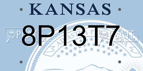 8P13T7 Kansas License Plate