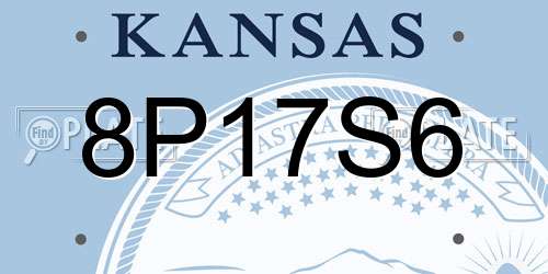 8P17S6 Kansas License Plate