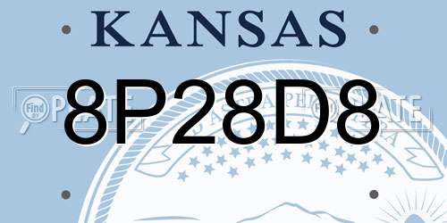 8P28D8 Kansas License Plate
