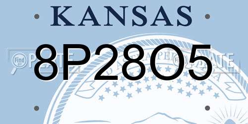 8P28O5 Kansas License Plate