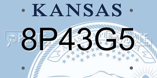 8P43G5 Kansas License Plate