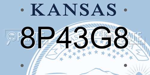 8P43G8 Kansas License Plate