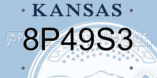 8P49S3 Kansas License Plate