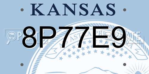 8P77E9 Kansas License Plate