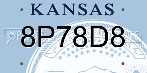8P78D8 Kansas License Plate