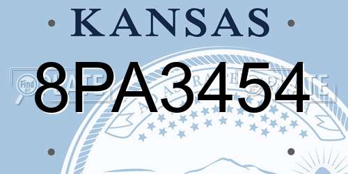 8PA3454 Kansas License Plate