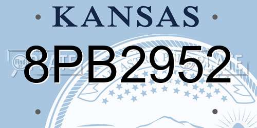 8PB2952 Kansas License Plate