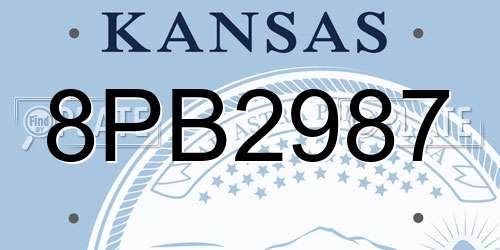8PB2987 Kansas License Plate