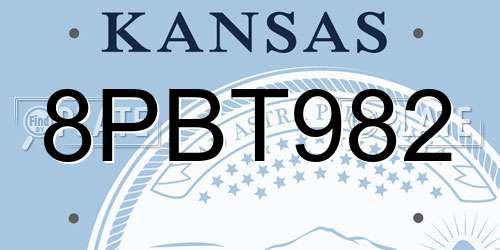8PBT982 Kansas License Plate