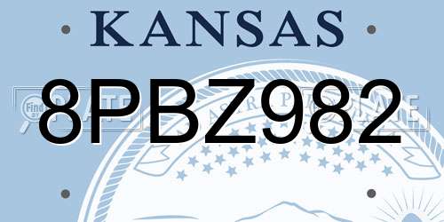 8PBZ982 Kansas License Plate