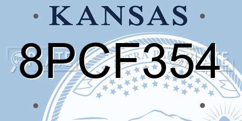 8PCF354 Kansas License Plate