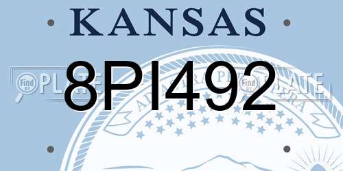 8PI492 Kansas License Plate