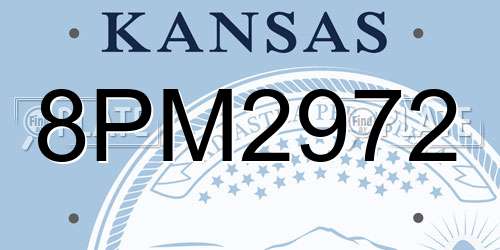 8PM2972 Kansas License Plate
