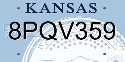 8PQV359 Kansas License Plate
