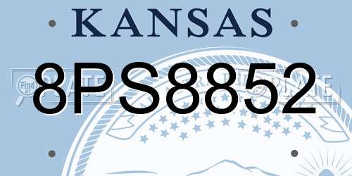 8PS8852 Kansas License Plate