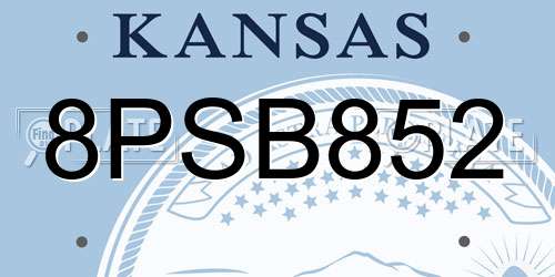 8PSB852 Kansas License Plate
