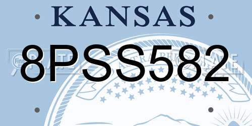 8PSS582 Kansas License Plate