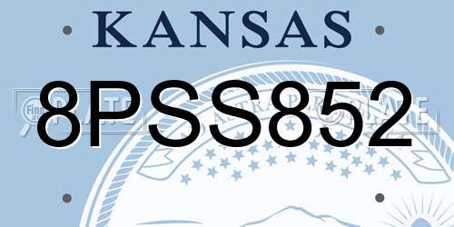 8PSS852 Kansas License Plate