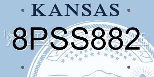 8PSS882 Kansas License Plate