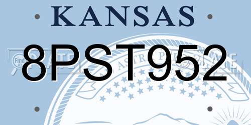 8PST952 Kansas License Plate