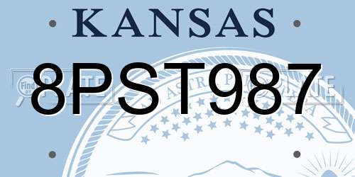 8PST987 Kansas License Plate