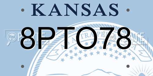 8PTO78 Kansas License Plate