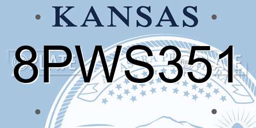 8PWS351 Kansas License Plate
