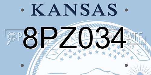 8PZ034 Kansas License Plate
