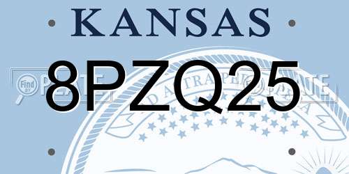 8PZQ25 Kansas License Plate