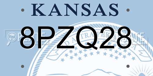 8PZQ28 Kansas License Plate