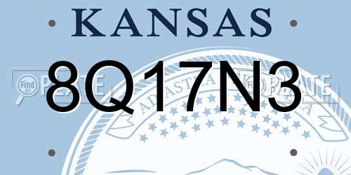 8Q17N3 Kansas License Plate