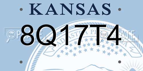 8Q17T4 Kansas License Plate