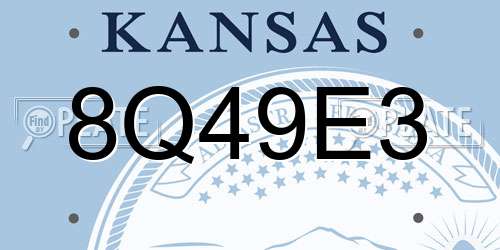 8Q49E3 Kansas License Plate