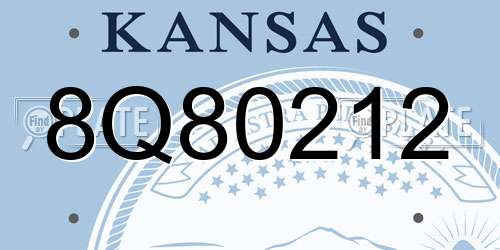 8Q80212 Kansas License Plate