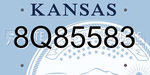 8Q85583 Kansas License Plate