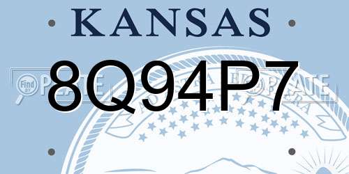 8Q94P7 Kansas License Plate