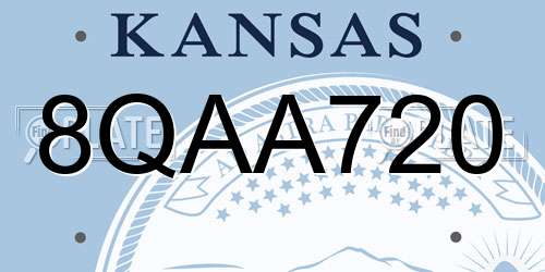 8QAA720 Kansas License Plate