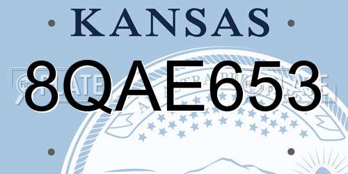 8QAE653 Kansas License Plate