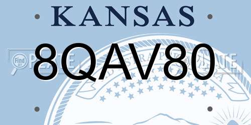 8QAV80 Kansas License Plate
