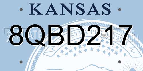 8QBD217 Kansas License Plate