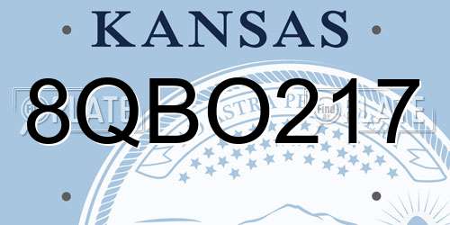 8QBO217 Kansas License Plate
