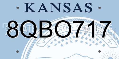 8QBO717 Kansas License Plate