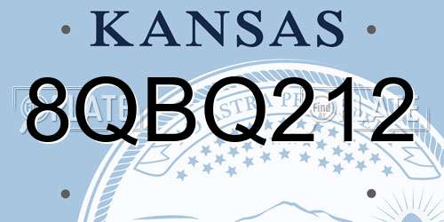 8QBQ212 Kansas License Plate