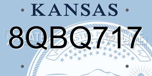 8QBQ717 Kansas License Plate