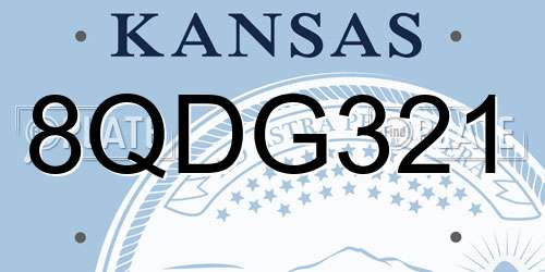 8QDG321 Kansas License Plate