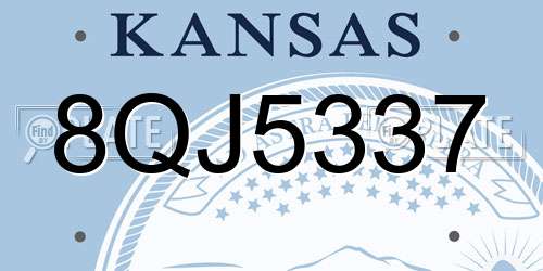 8QJ5337 Kansas License Plate