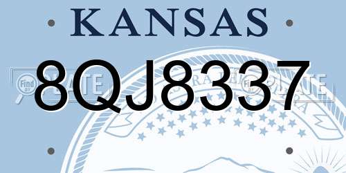 8QJ8337 Kansas License Plate