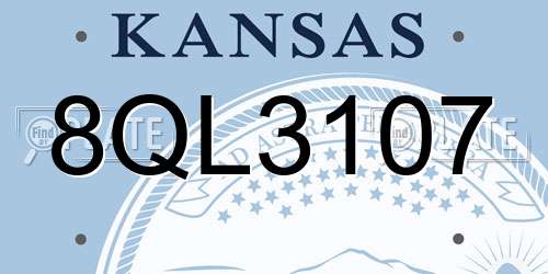 8QL3107 Kansas License Plate